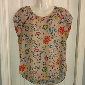 Lily Rose Cream and Red Blouse Elegant Top